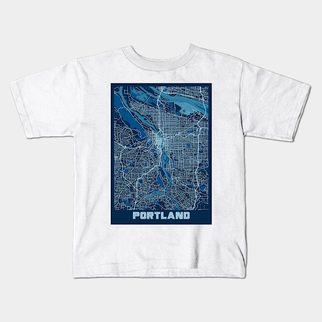 Portland - United States Peace City Map Kids T-Shirt by tienstencil